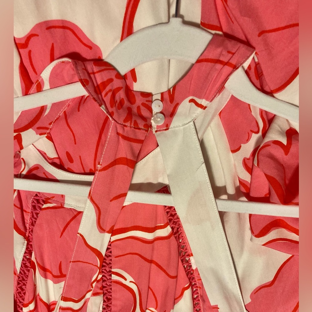 Anthropologie Abel The Label ATL Paloma Pink White Floral Open Back Dress Size M - Picture 9 of 10